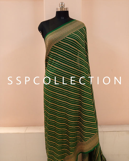 Green Banarasi Pure Georgette Saree