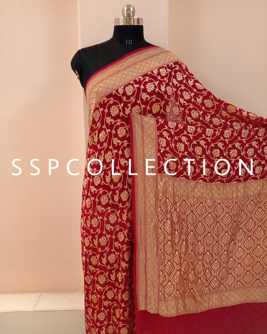 Maroon Banarasi Pure Georgette Saree