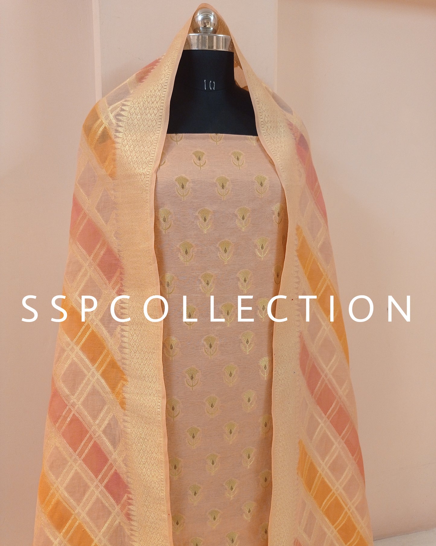 Peach Banarasi Premiuim Cotton Silk Suit