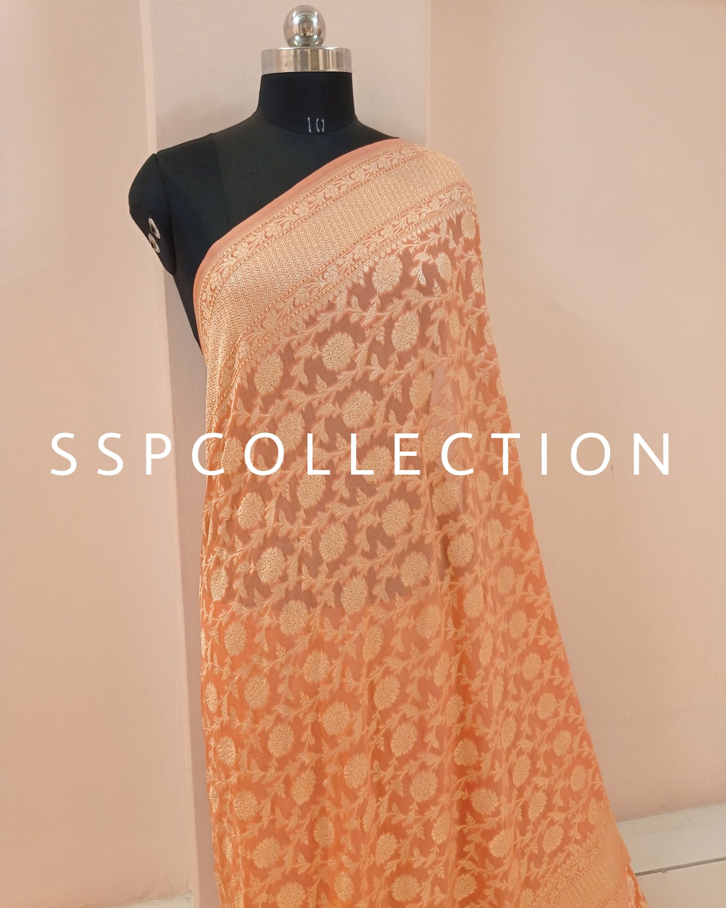 Light Orange Banarasi Pure Georgette Saree