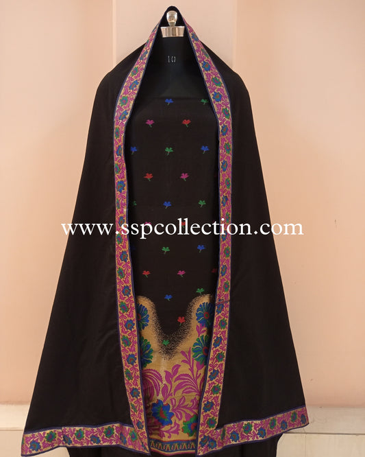 Black Banarasi Premium Cotton Silk Suit