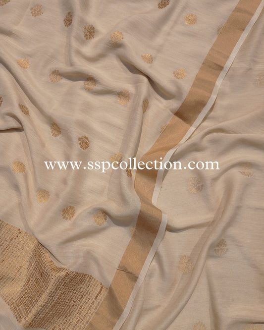 Beige Banarasi Pure Moonga Silk Suit