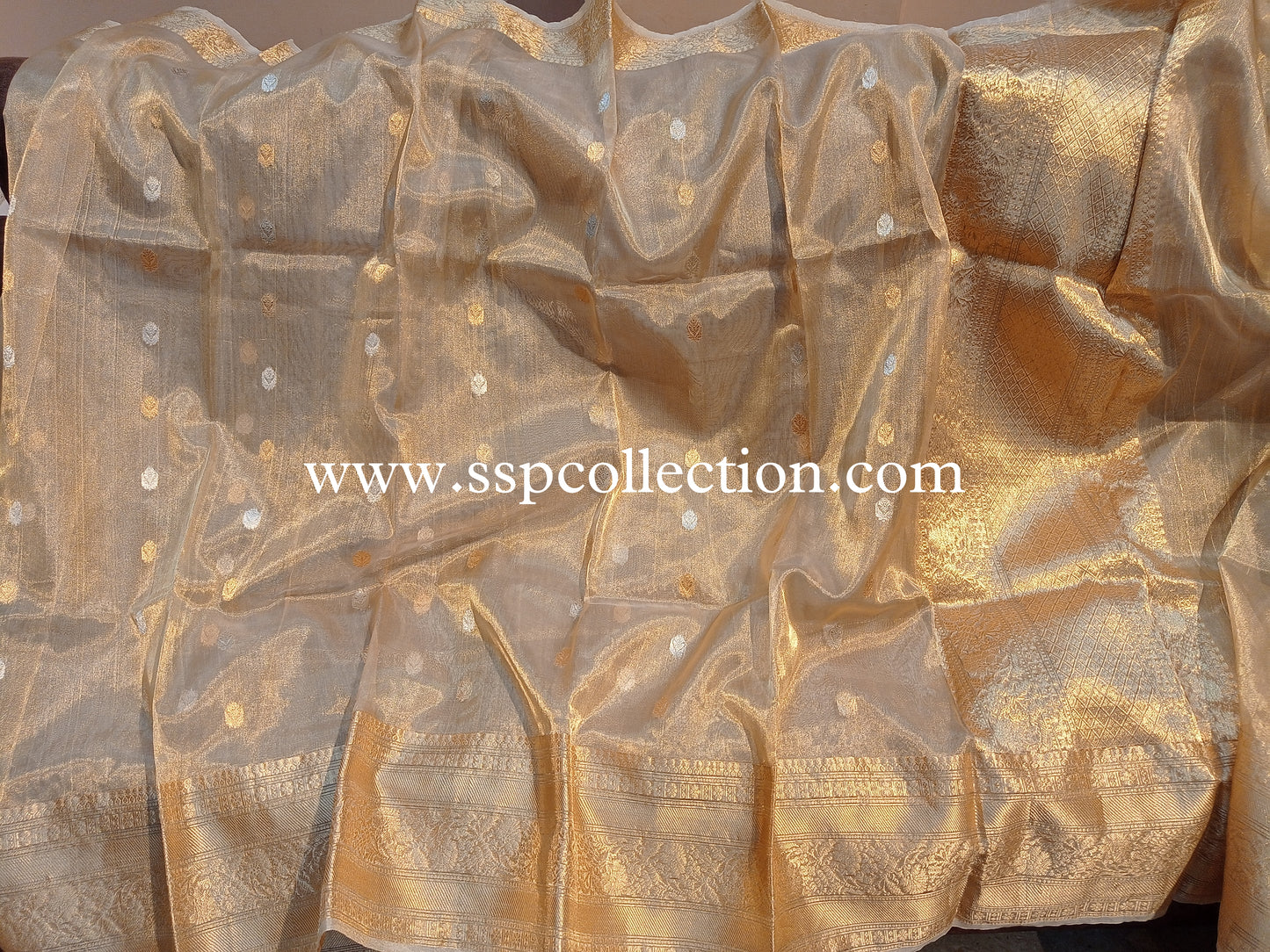 Gold Banarasi Pure Tissue Silk Saree