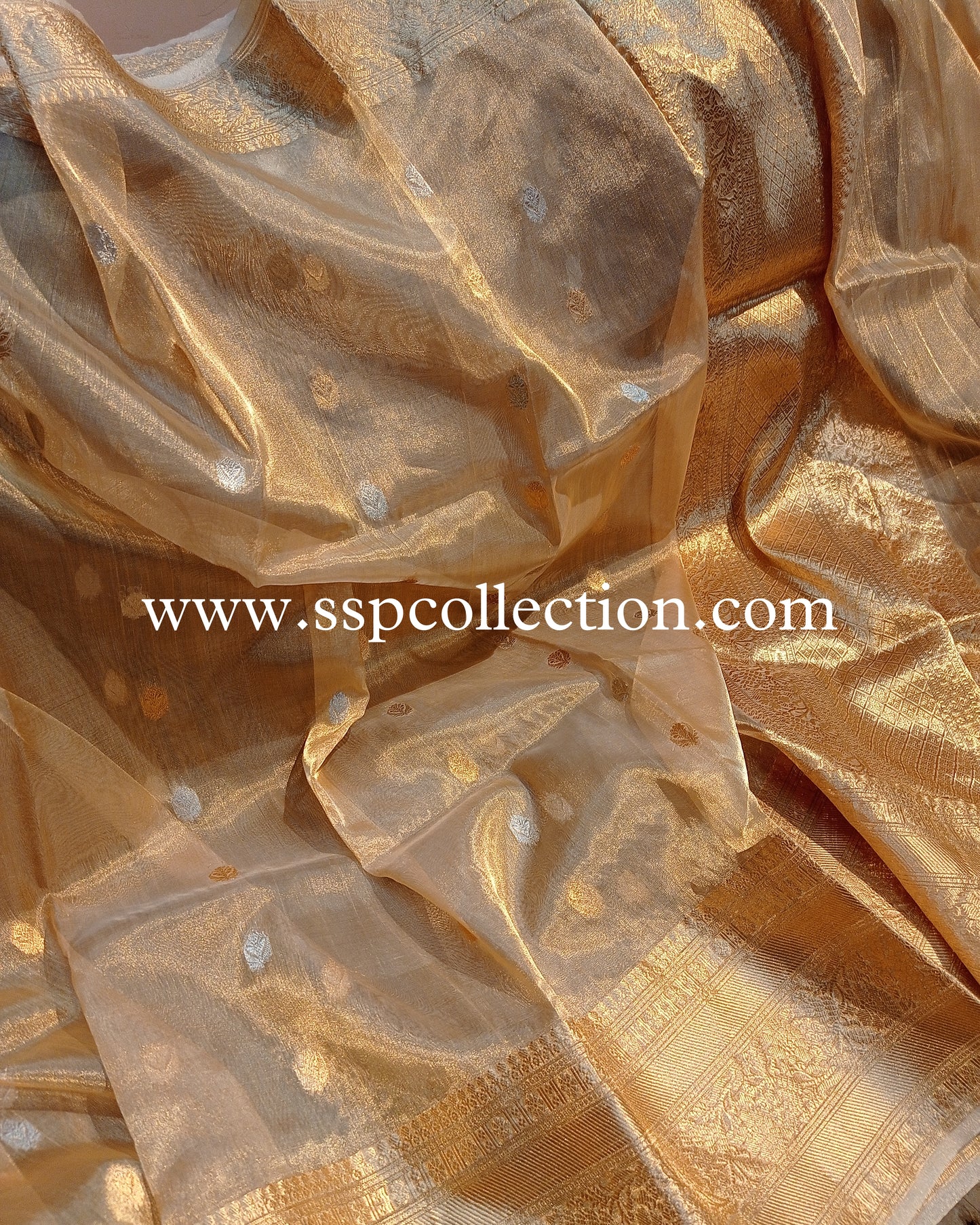 Gold Banarasi Pure Tissue Silk Saree