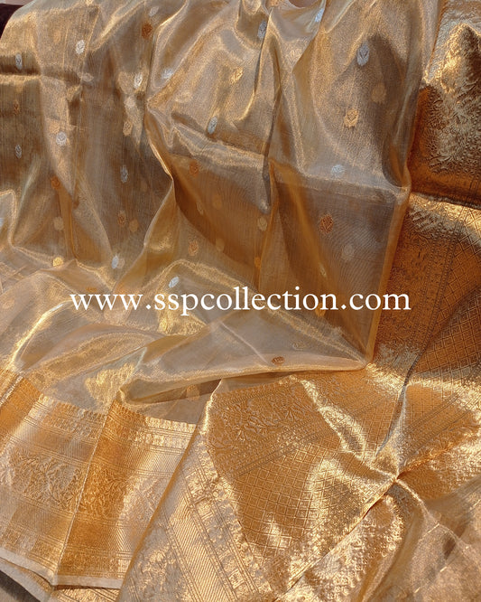 Gold Banarasi Pure Tissue Silk Saree