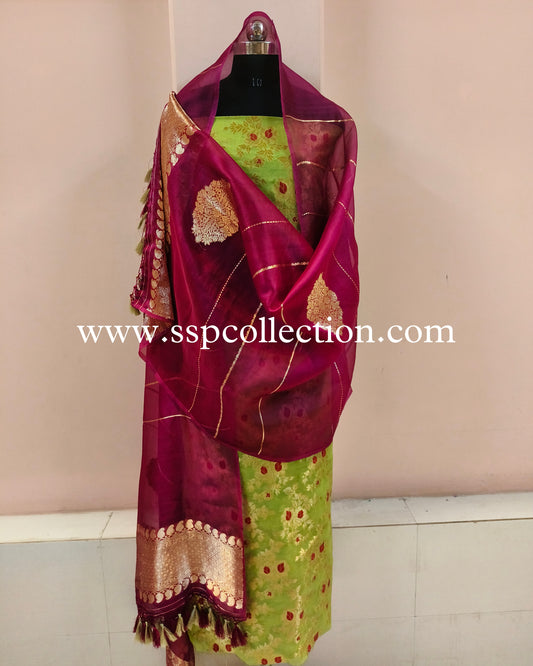 Contrast Banarasi Pure Meenakaari Suit