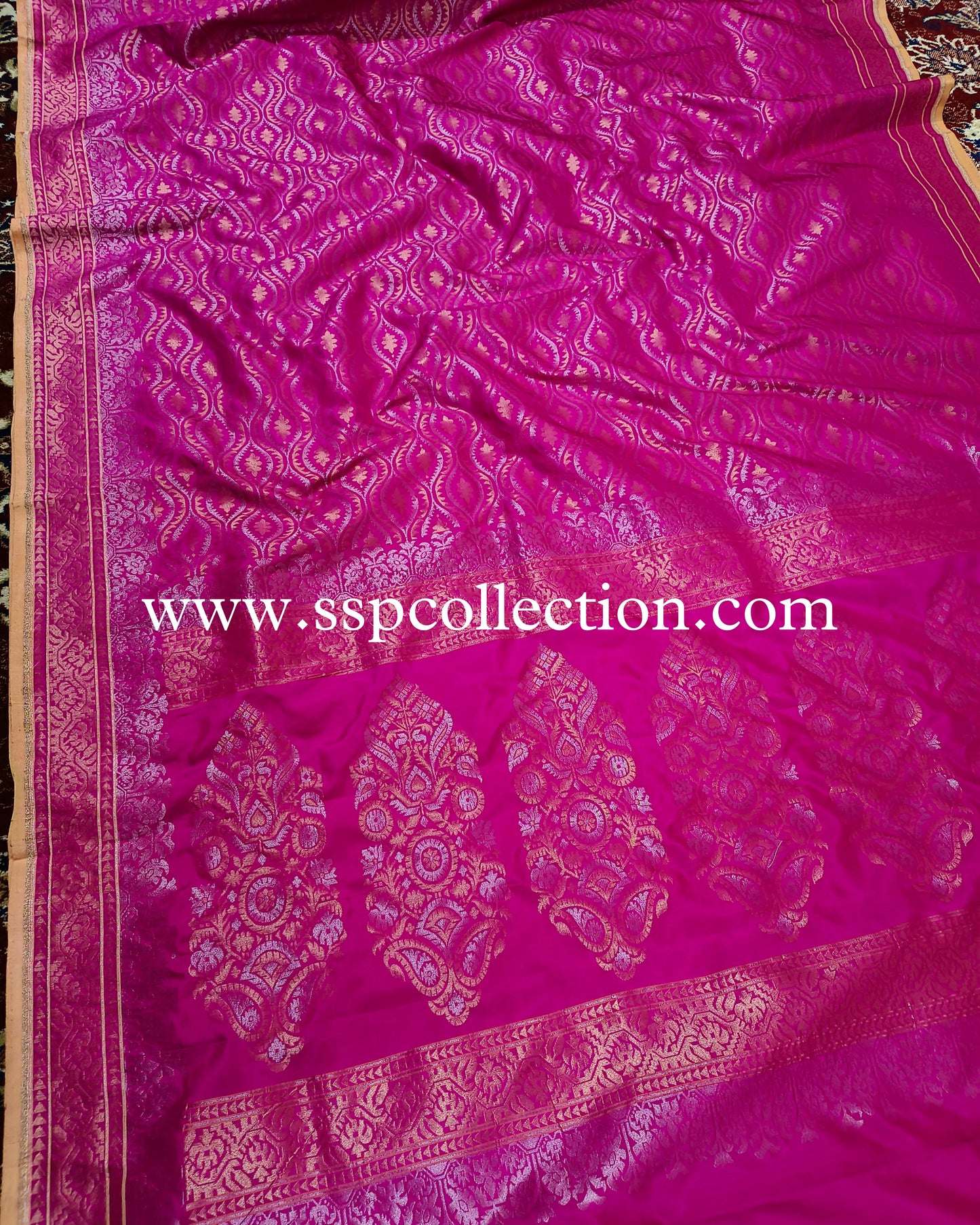 Pink Banarasi Pure Katan Silk Ektara Jamdani Saree