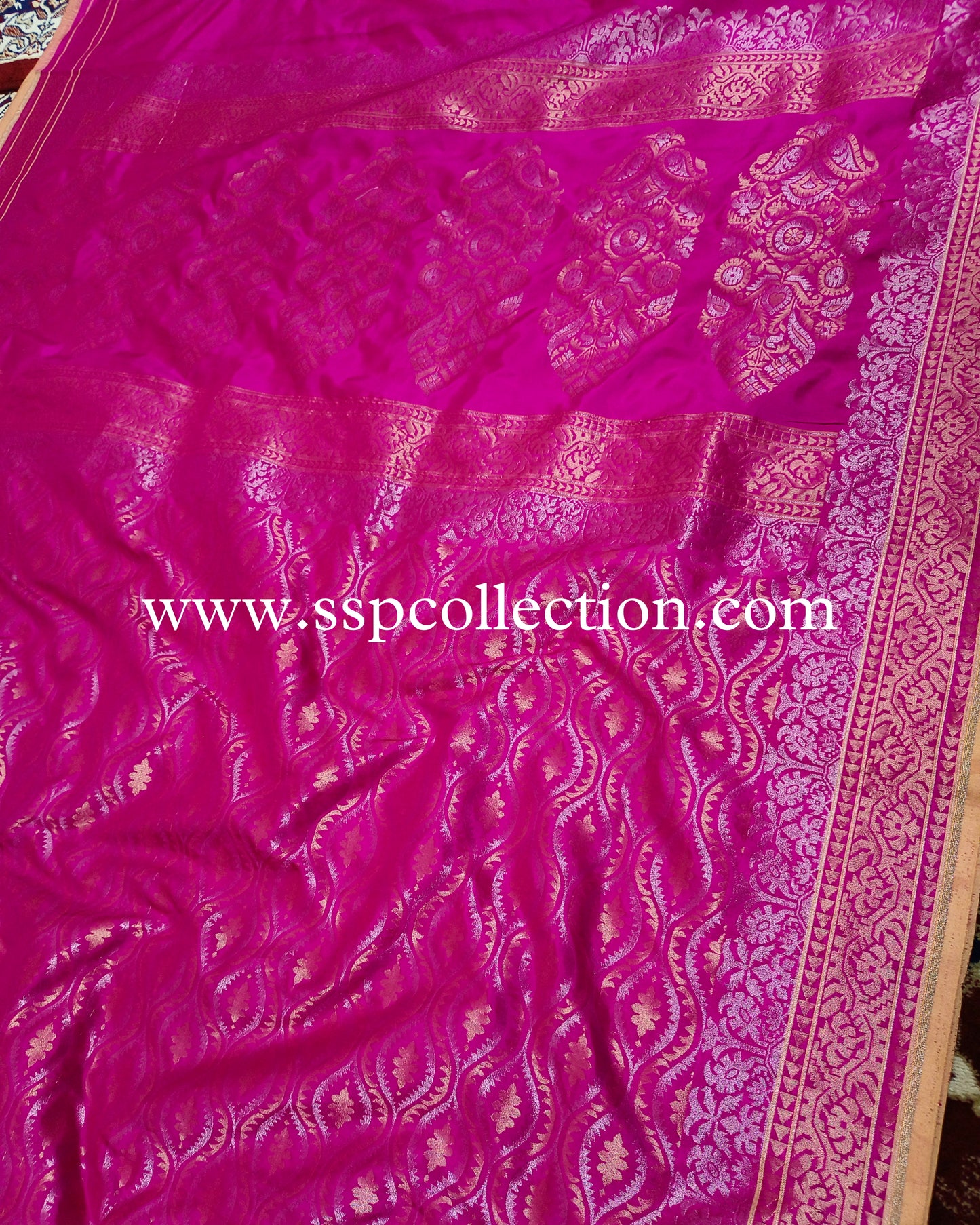 Pink Banarasi Pure Katan Silk Ektara Jamdani Saree