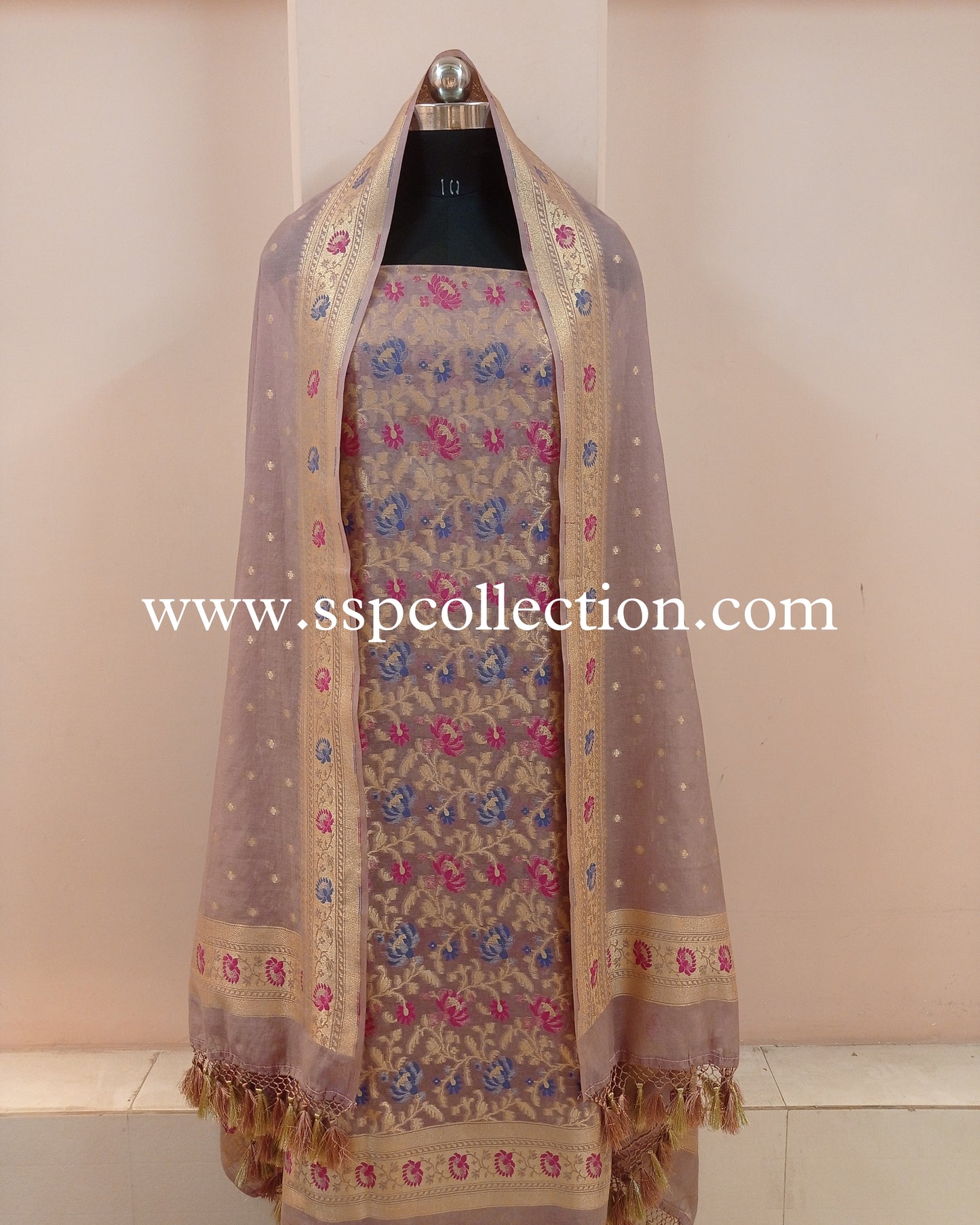 Sandrift Banarasi Premiuim Cotton Jamdani Pattern Suit