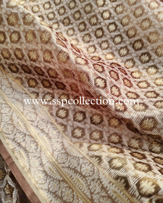 Brown Banarasi Pure Tissue Silk Saree