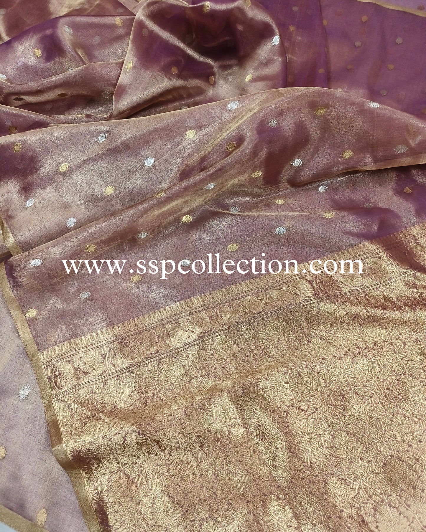 Lavender Pure Tissue Silk Banarasi Saree