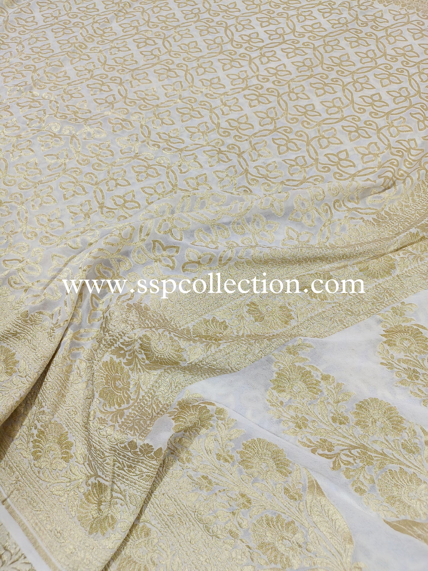 White Pure Georgette Banarasi Saree