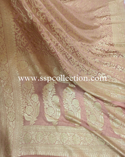 Brandy-Rose Pure Georgette Banarasi Saree