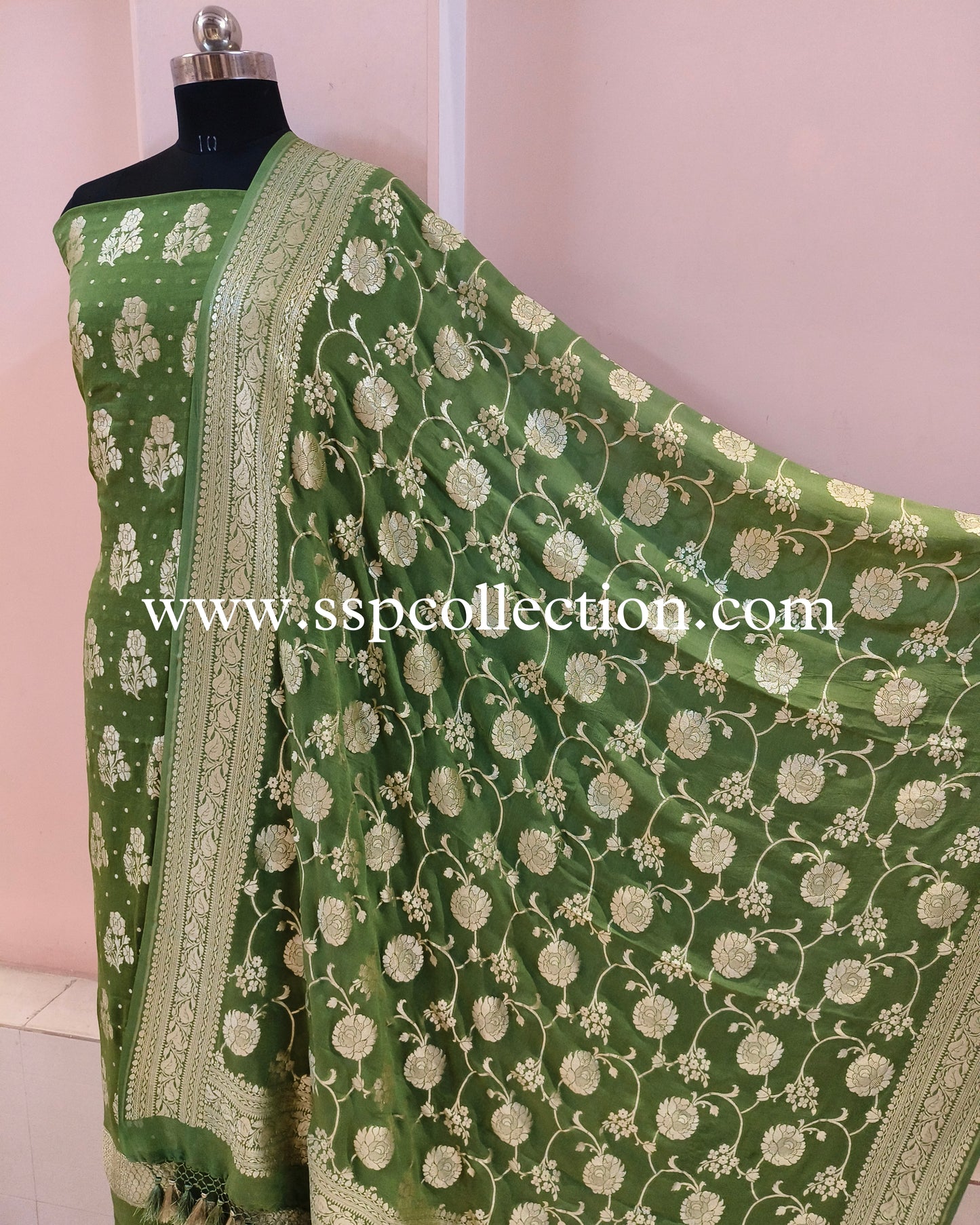 Green Pure Georgette Banarasi Suit