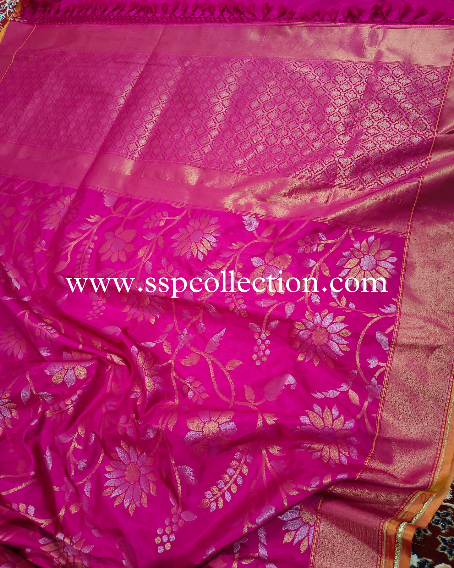 Pink Pure Katan Silk Ektara Banarasi Saree