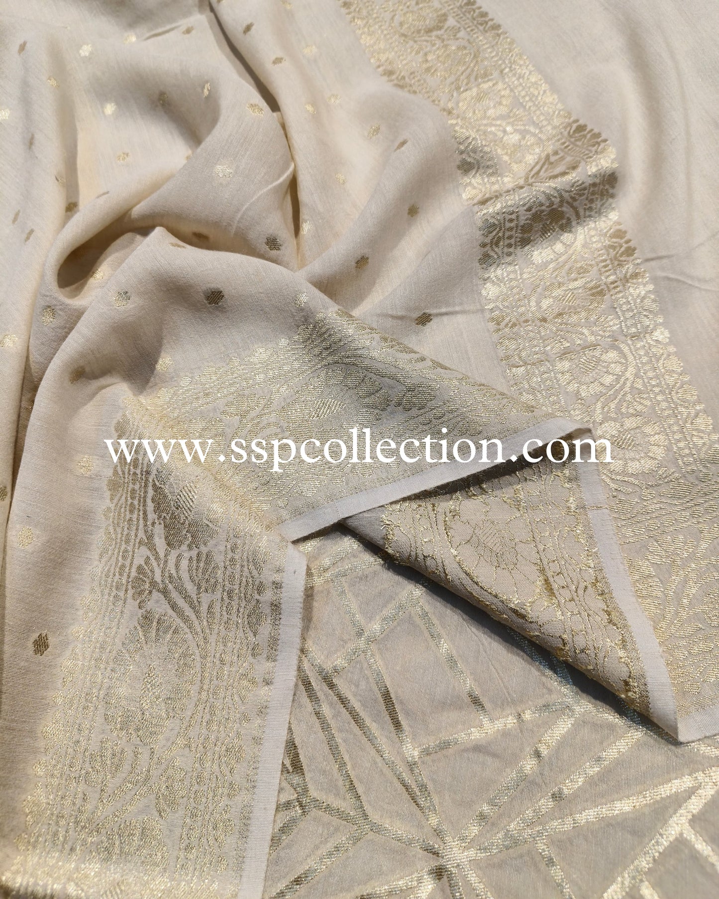 Ivory Banarasi Pure Moonga Silk Suit