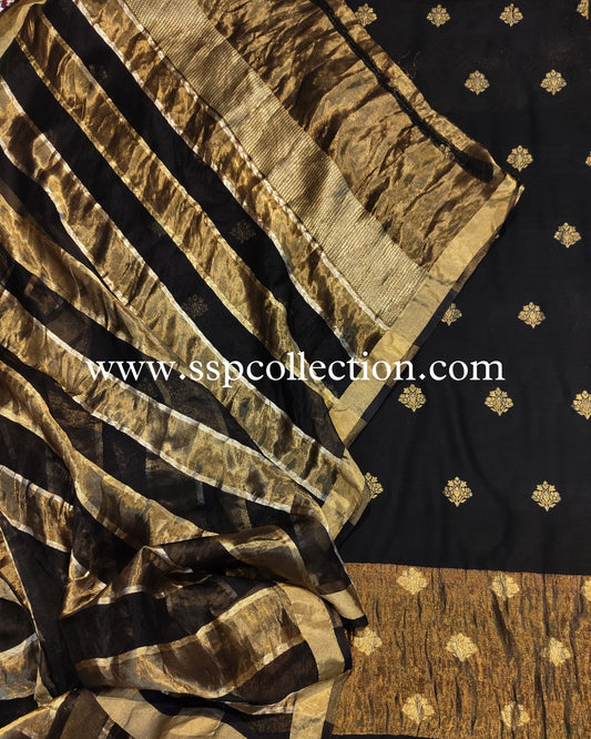 Black Handwoven Pure Banarasi Suit