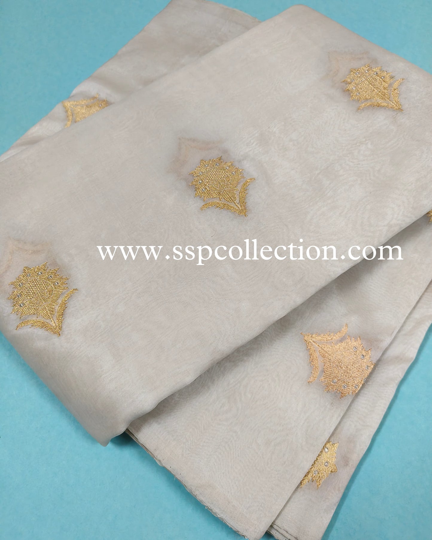 White Pure Kora Silk Banarasi Fabric