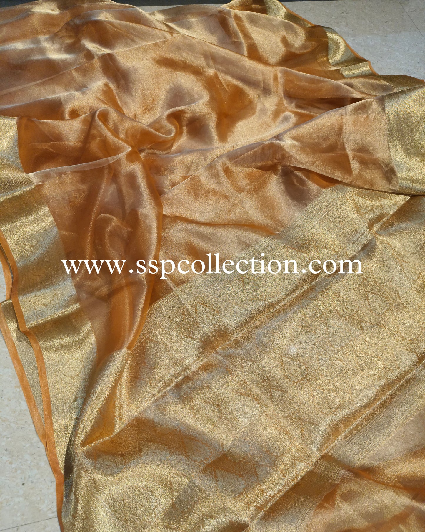 Mustard Banarasi Pure Tissue Silk Saree