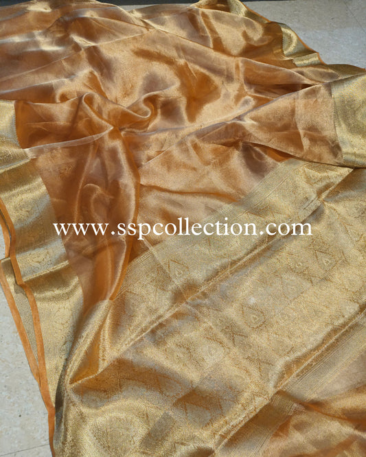 Mustard Banarasi Pure Tissue Silk Saree