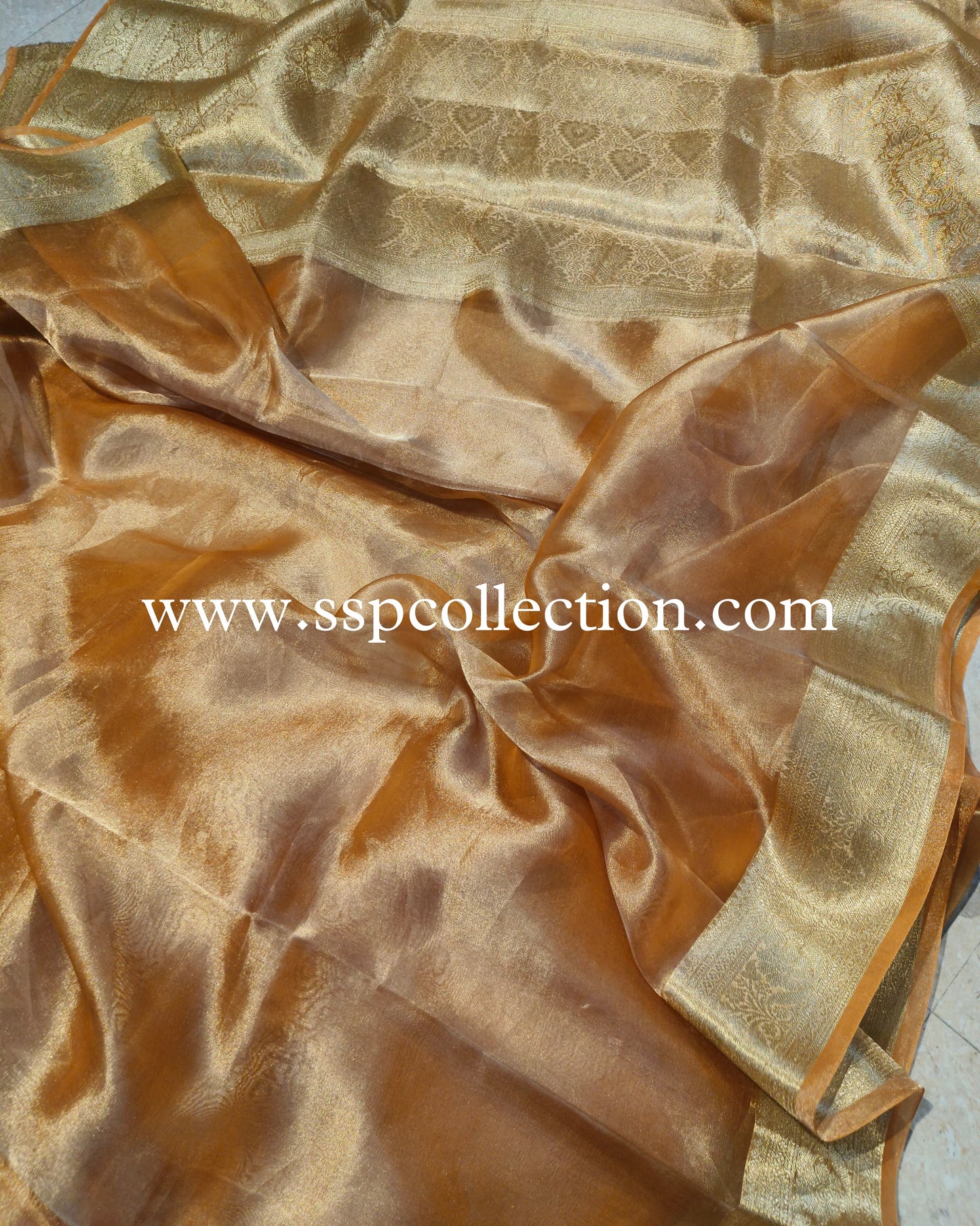 Mustard Banarasi Pure Tissue Silk Saree