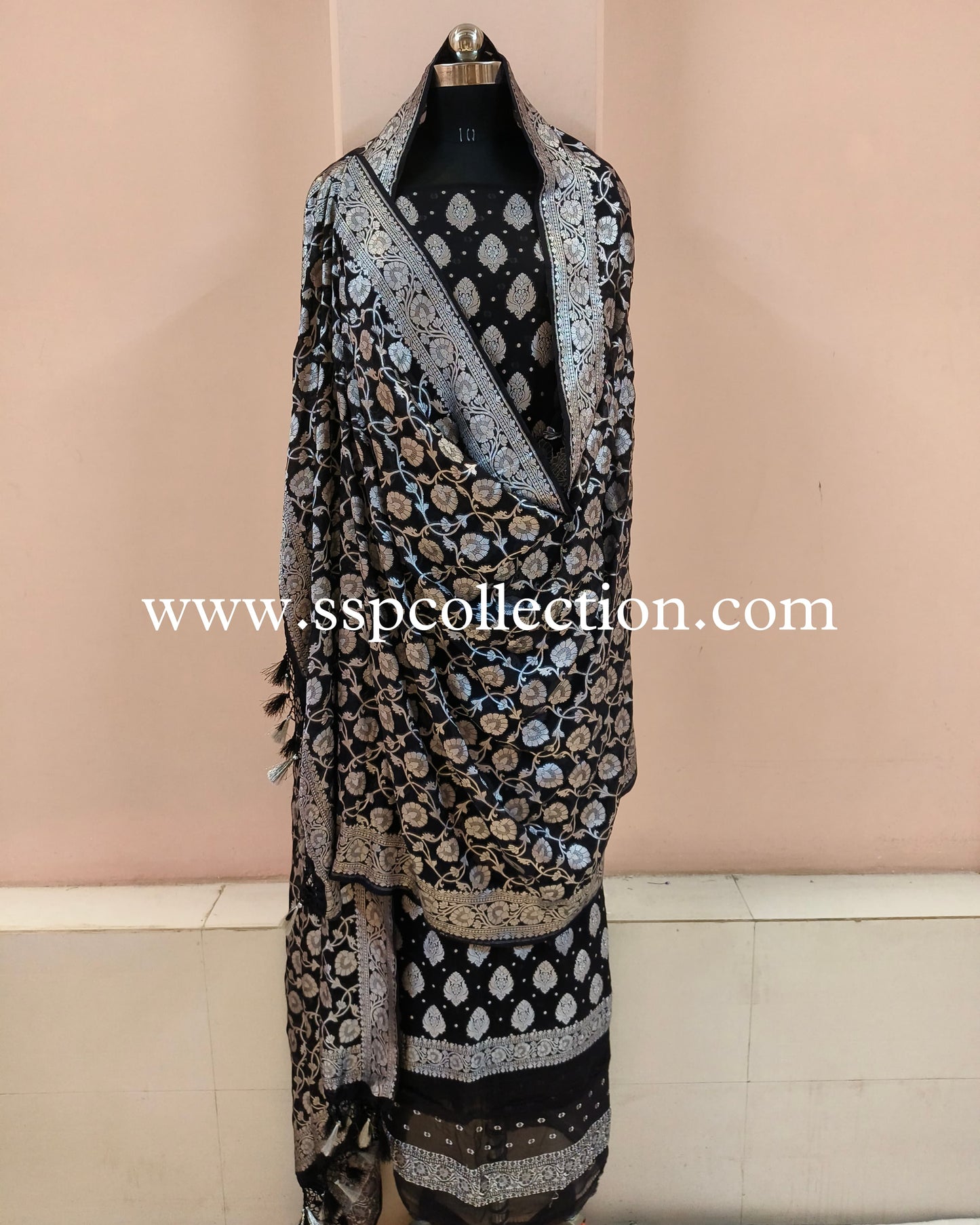 Black Pure Georgette Banarasi Suit