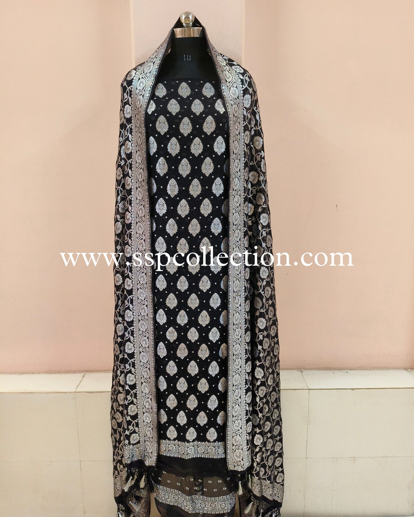 Black Pure Georgette Banarasi Suit