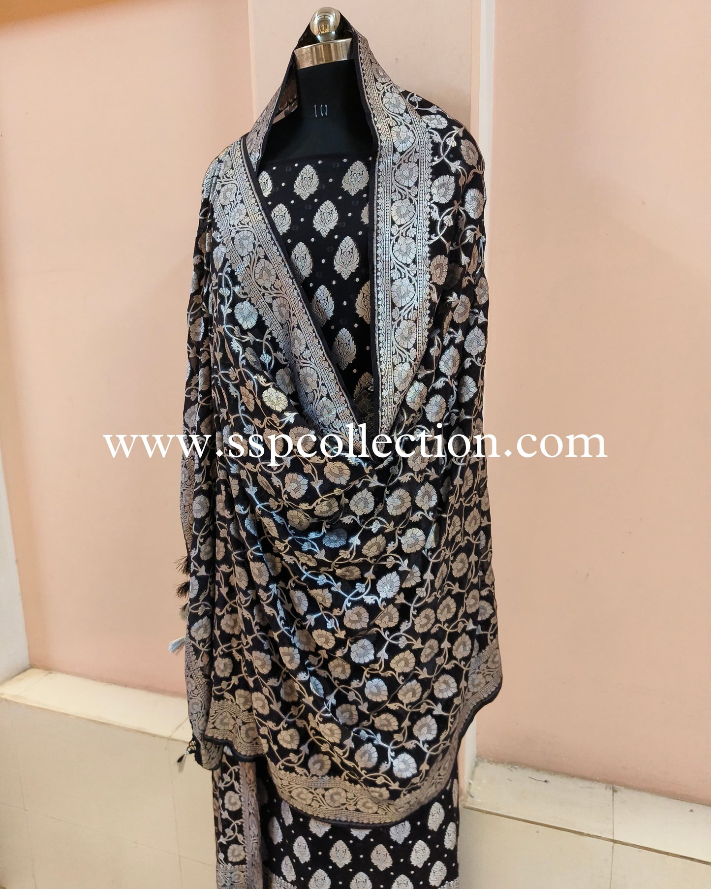 Black Pure Georgette Banarasi Suit