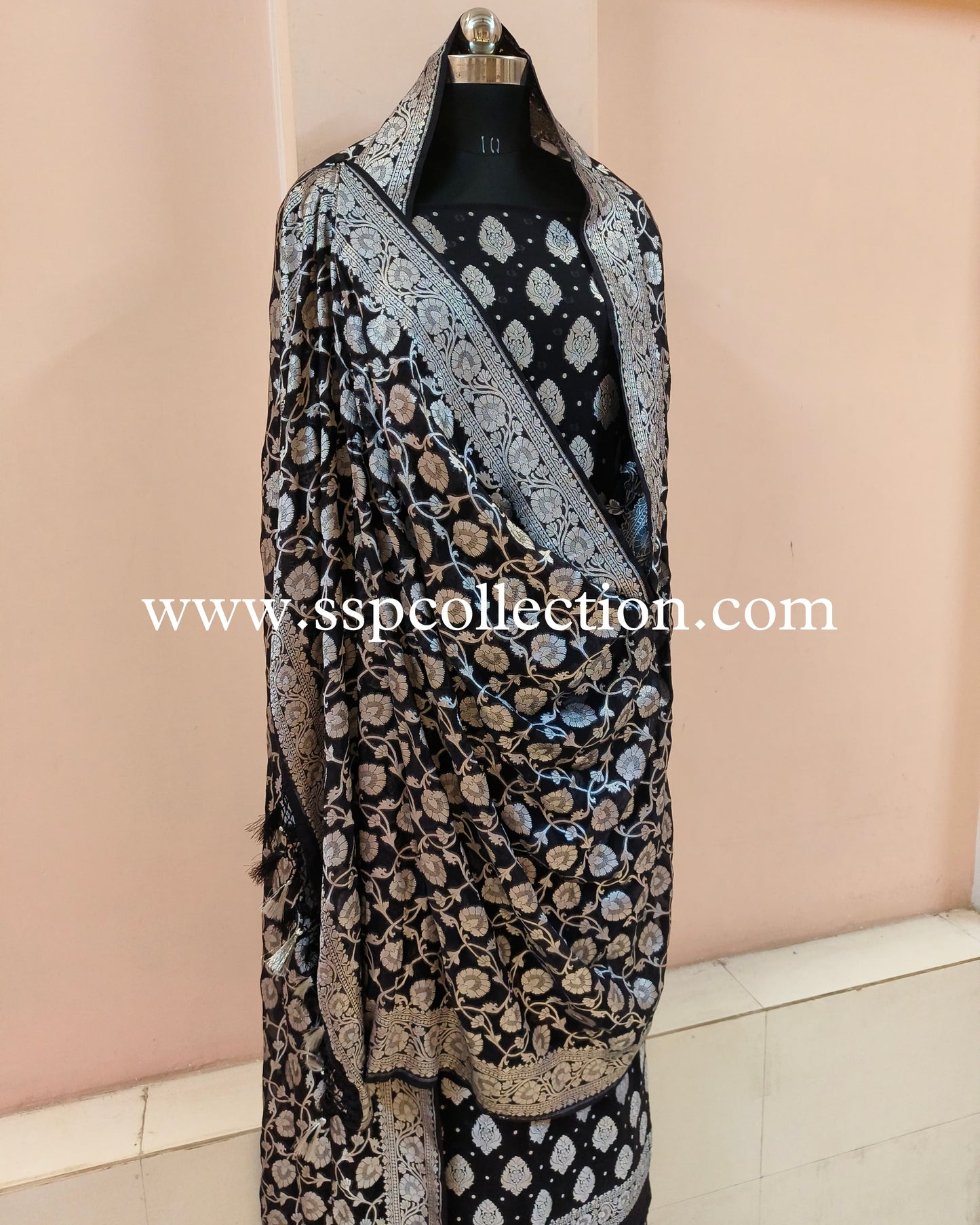 Black Pure Georgette Banarasi Suit