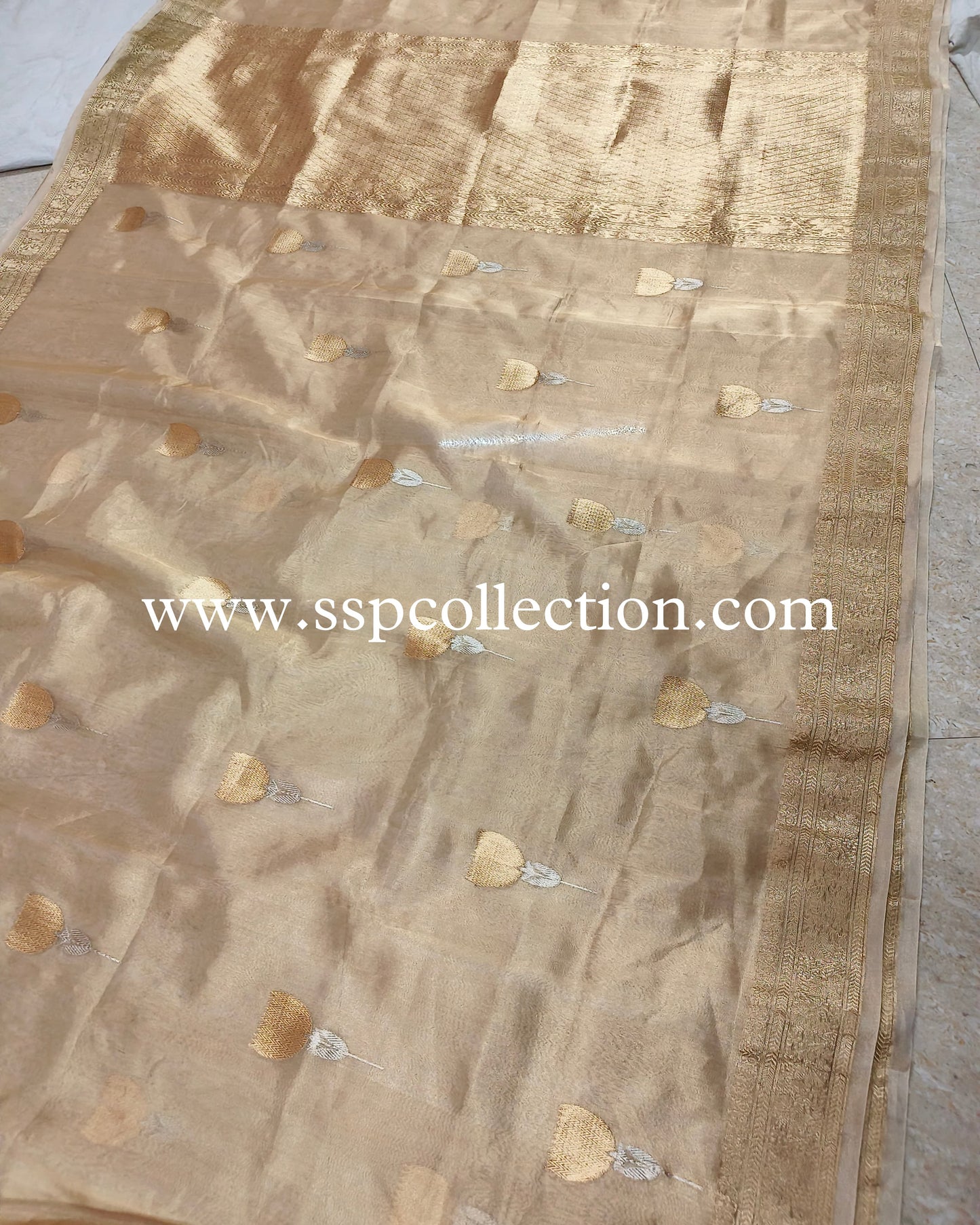 Gold Banarasi Pure Tissue Silk Saree