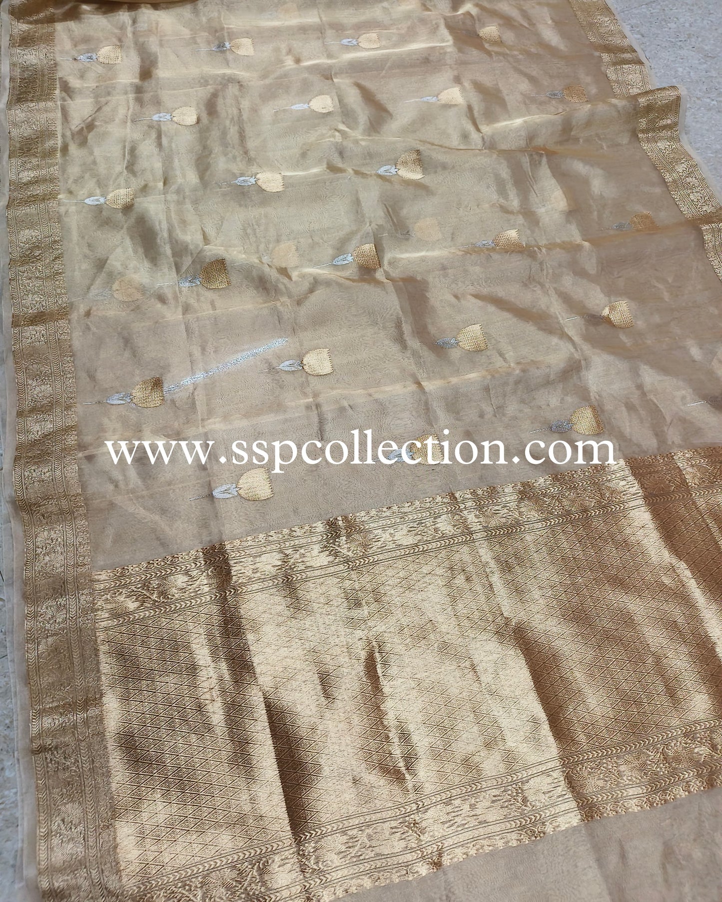 Gold Banarasi Pure Tissue Silk Saree