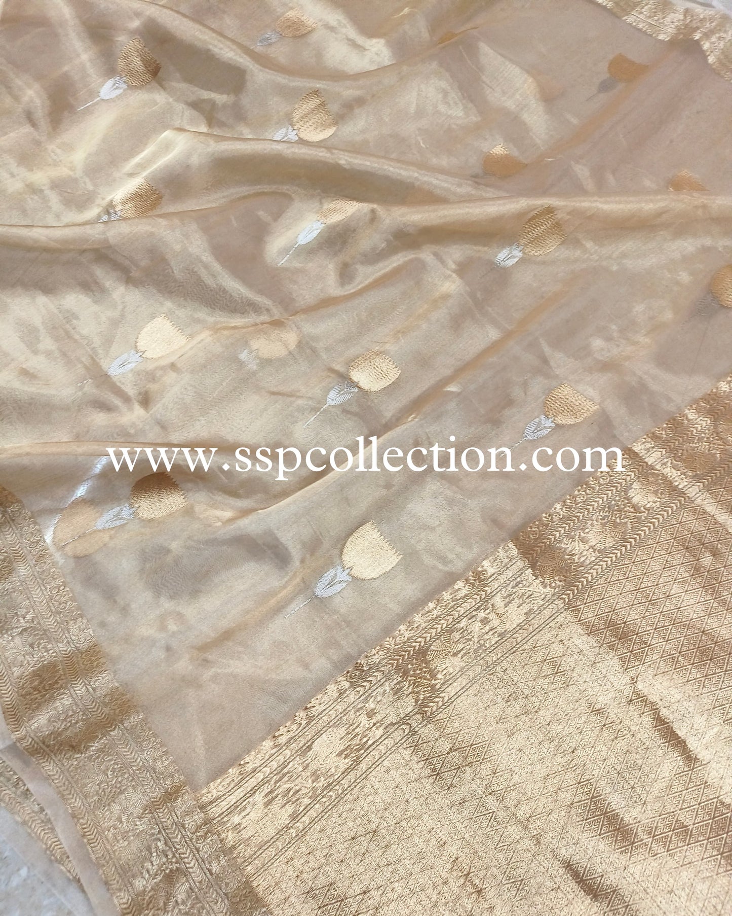 Gold Banarasi Pure Tissue Silk Saree