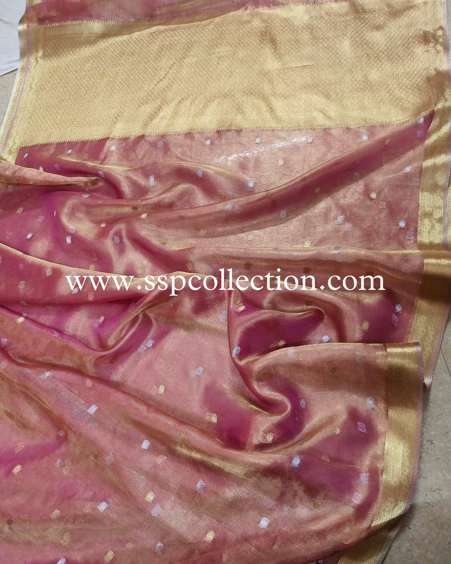 Pink Pure Tissue Silk Banarasi Saree