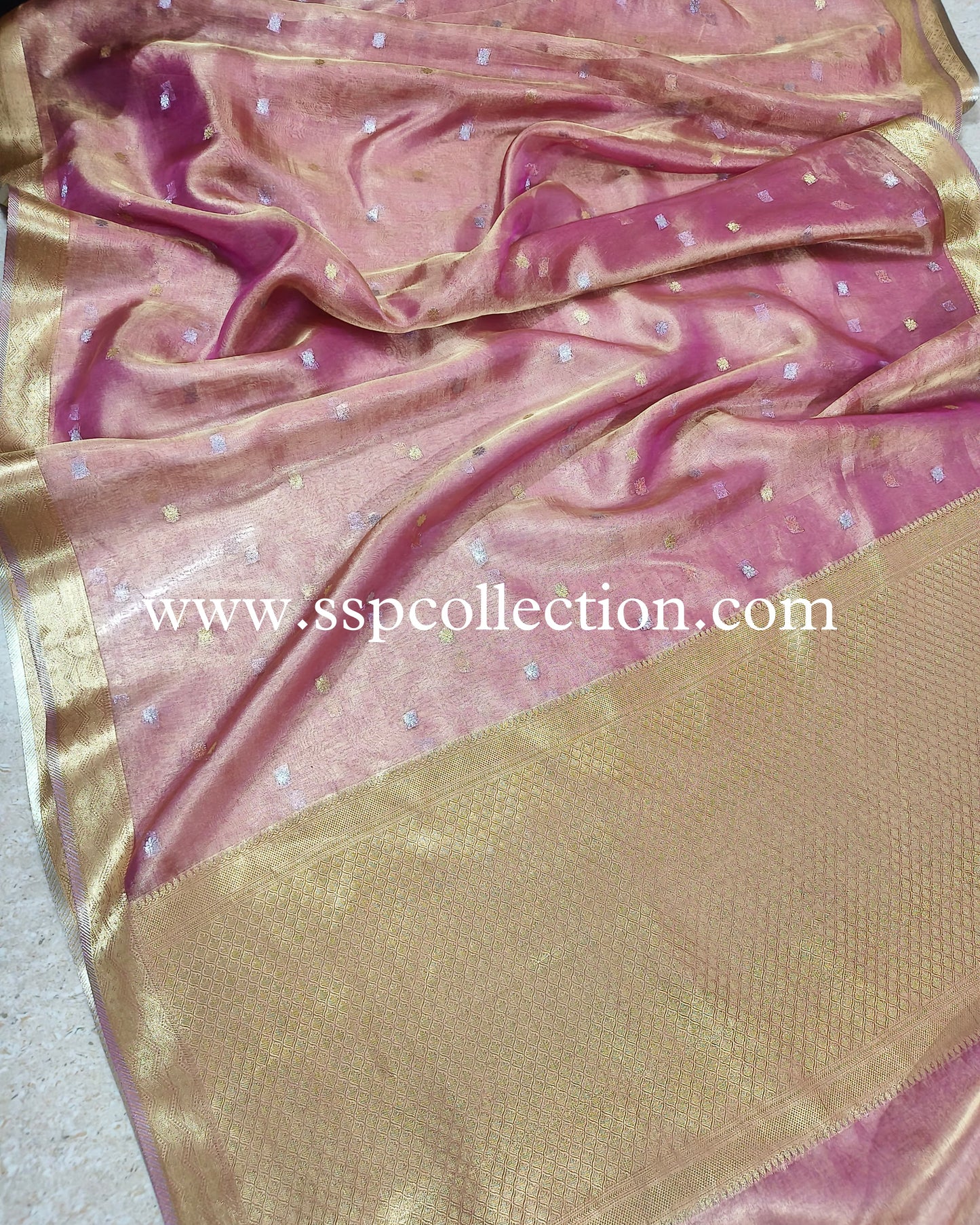 Pink Pure Tissue Silk Banarasi Saree