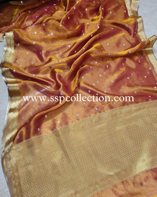 Dhoop-Chaao Pure Tissue Silk Banarasi Saree