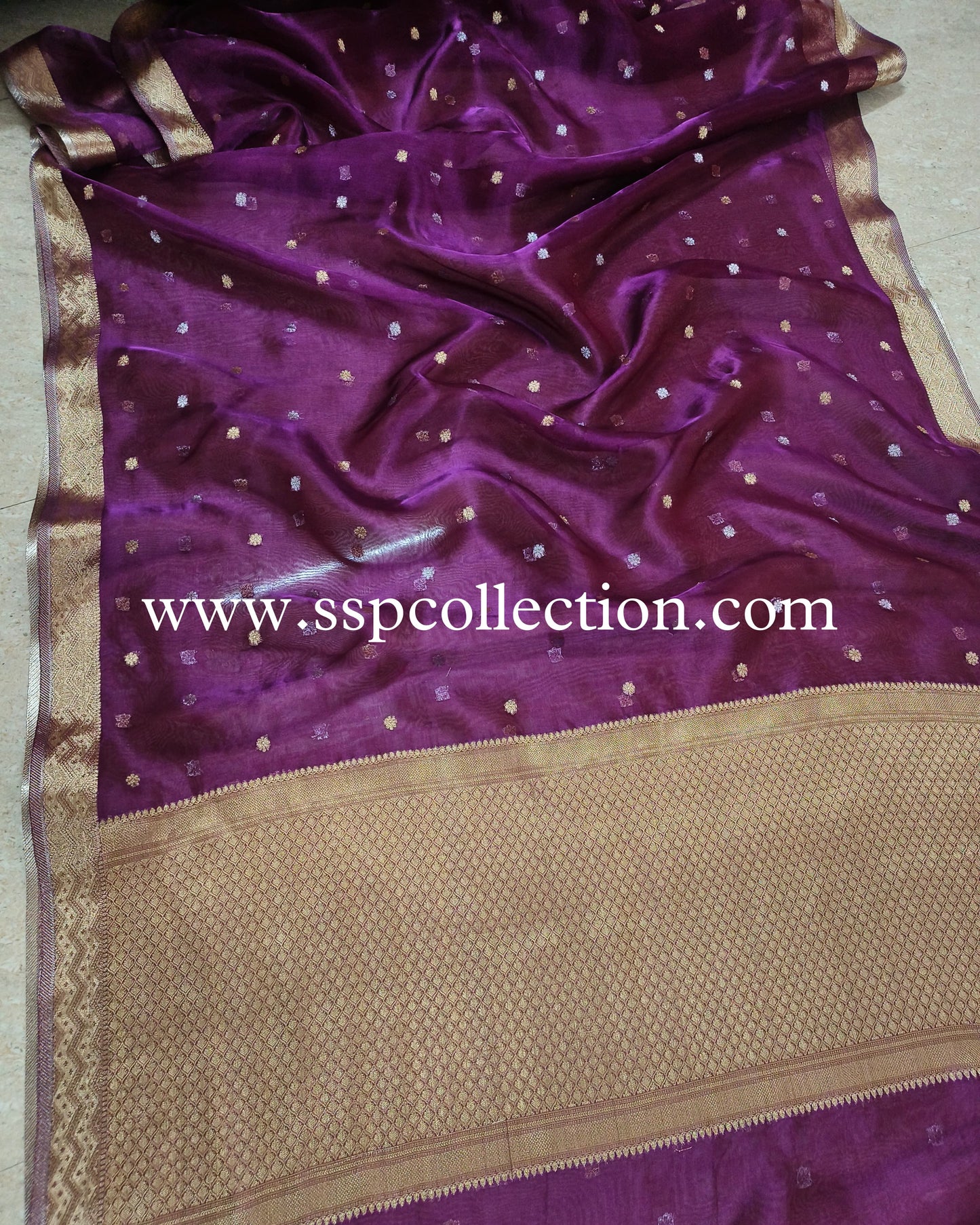 Purple Pure Tissue Silk Banarasi Saree