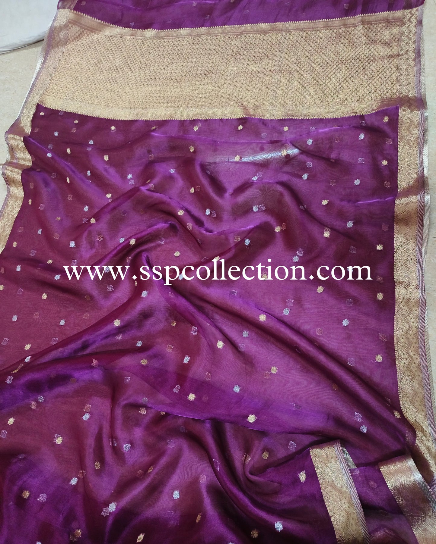 Purple Pure Tissue Silk Banarasi Saree