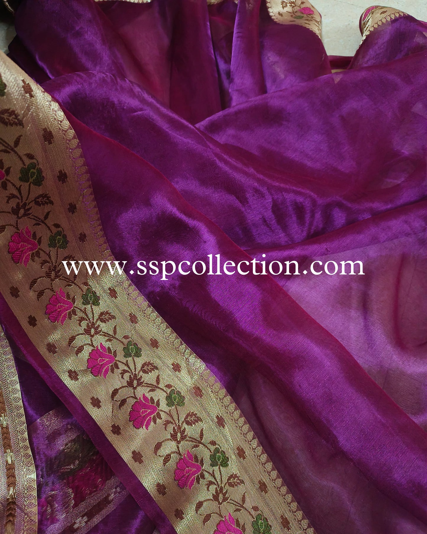 Purple Paithani Pure Tissue Silk Banarasi Saree