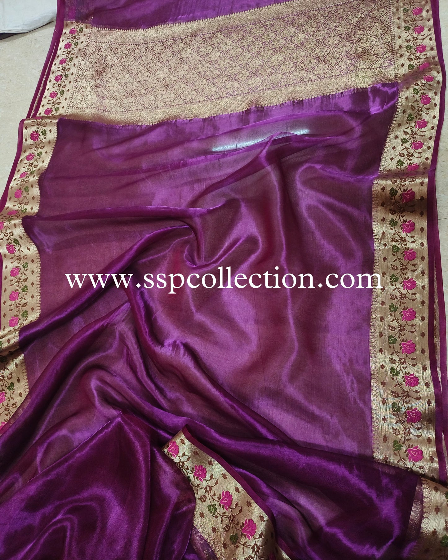 Purple Paithani Pure Tissue Silk Banarasi Saree