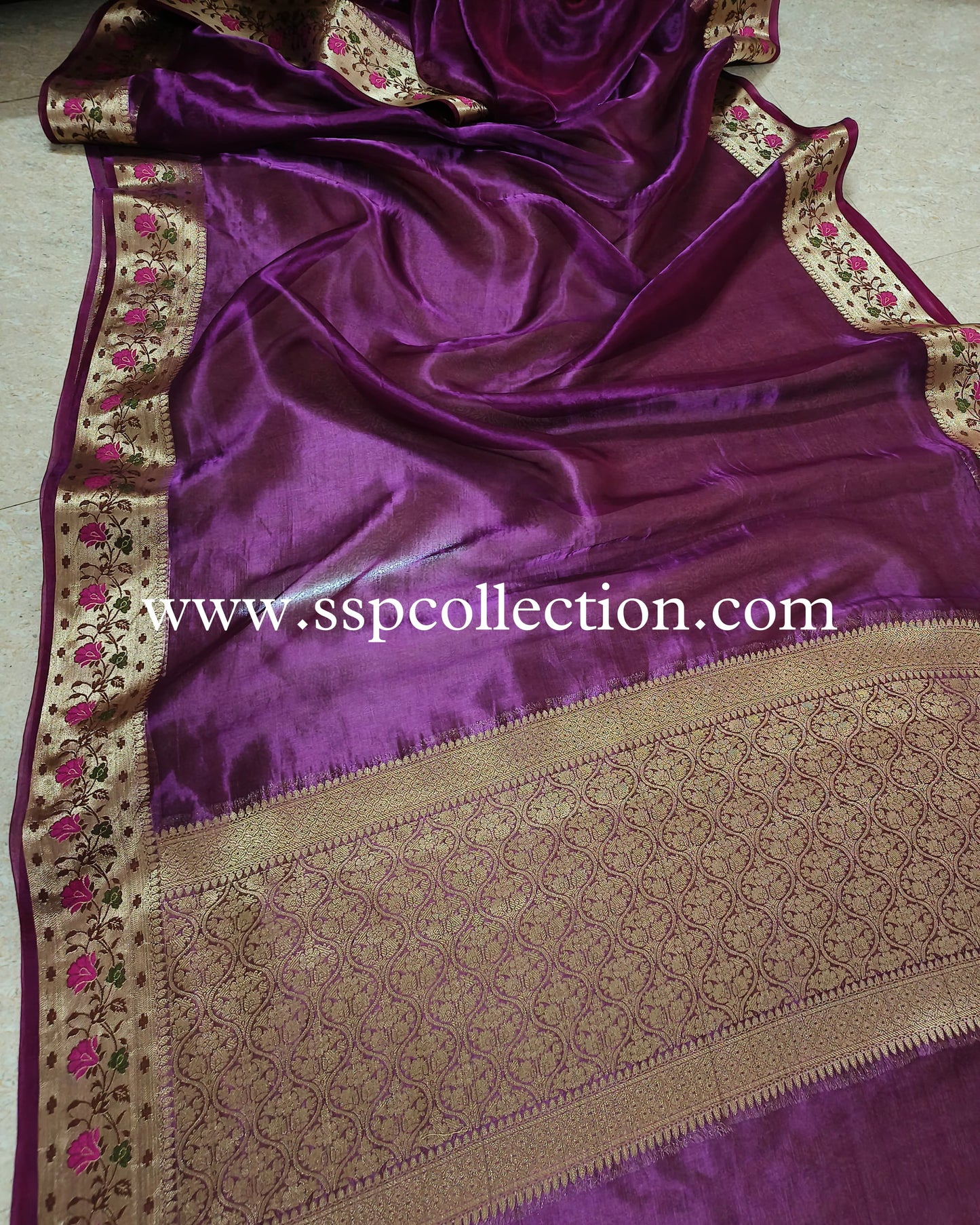 Purple Paithani Pure Tissue Silk Banarasi Saree