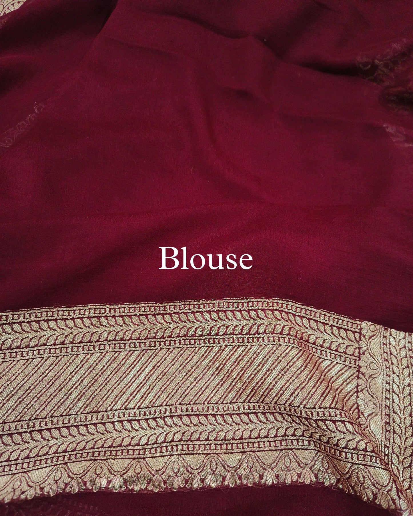 Dark-Maroon Pure Georgette Tanchoi Banarasi Saree