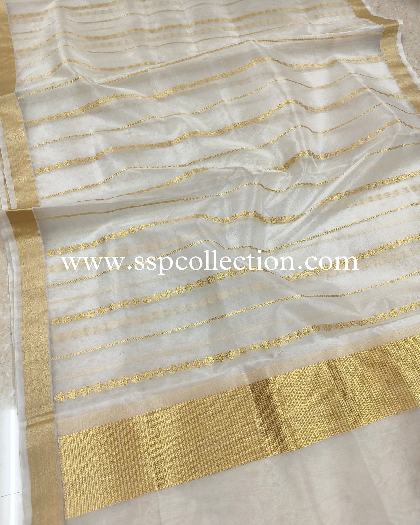 White Pure Kora Silk Banarasi Dupatta