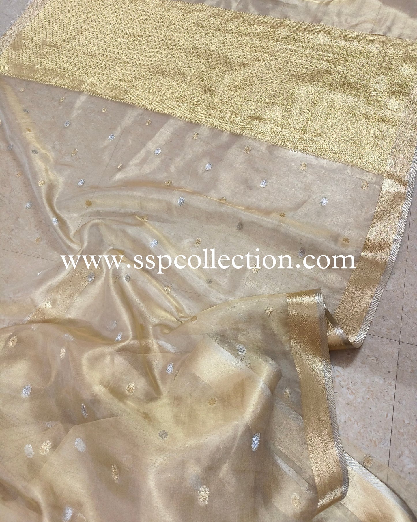 Gold Pure Tissue Silk Banarasi Saree