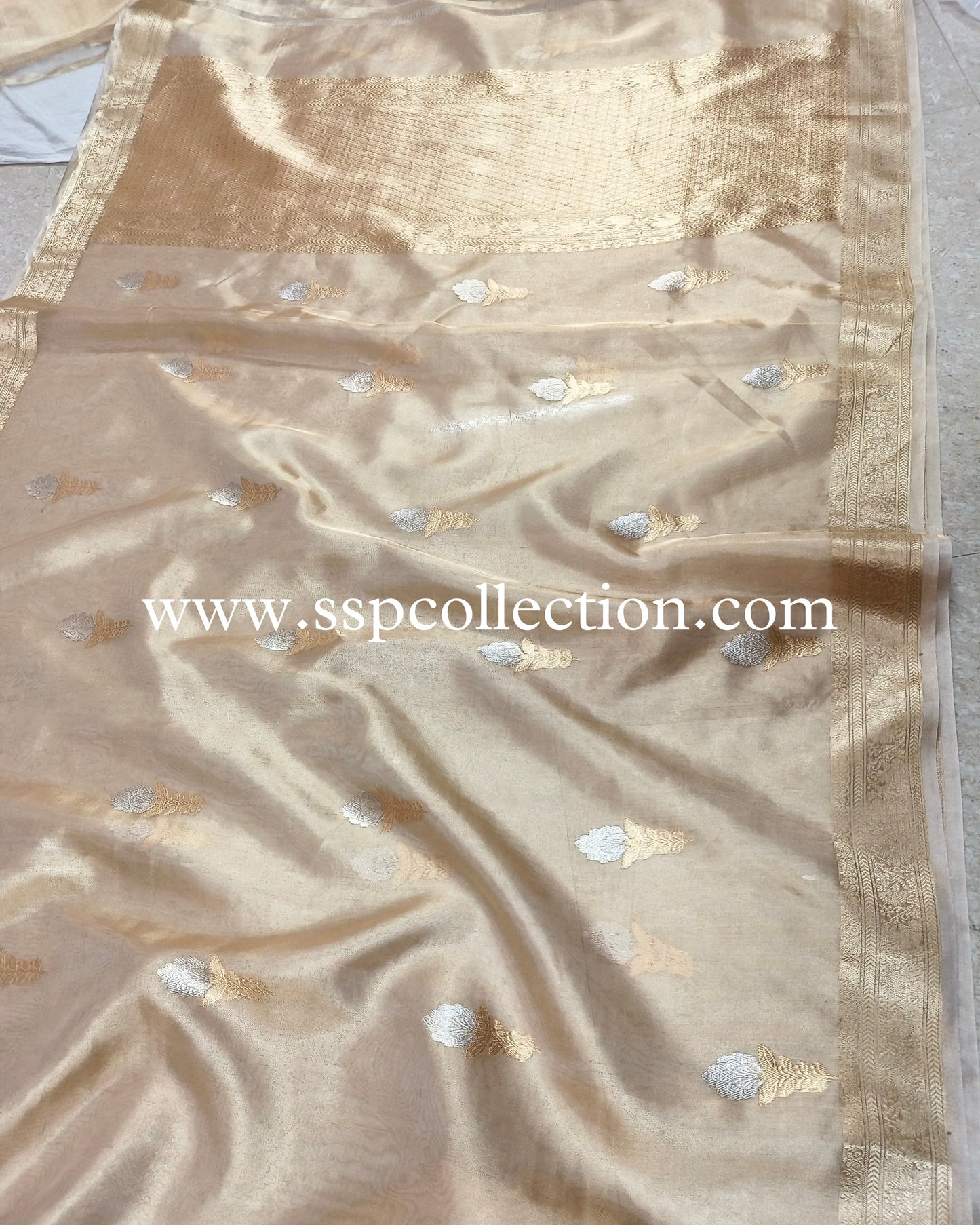 Gold Banarasi Pure Tissue Silk Saree