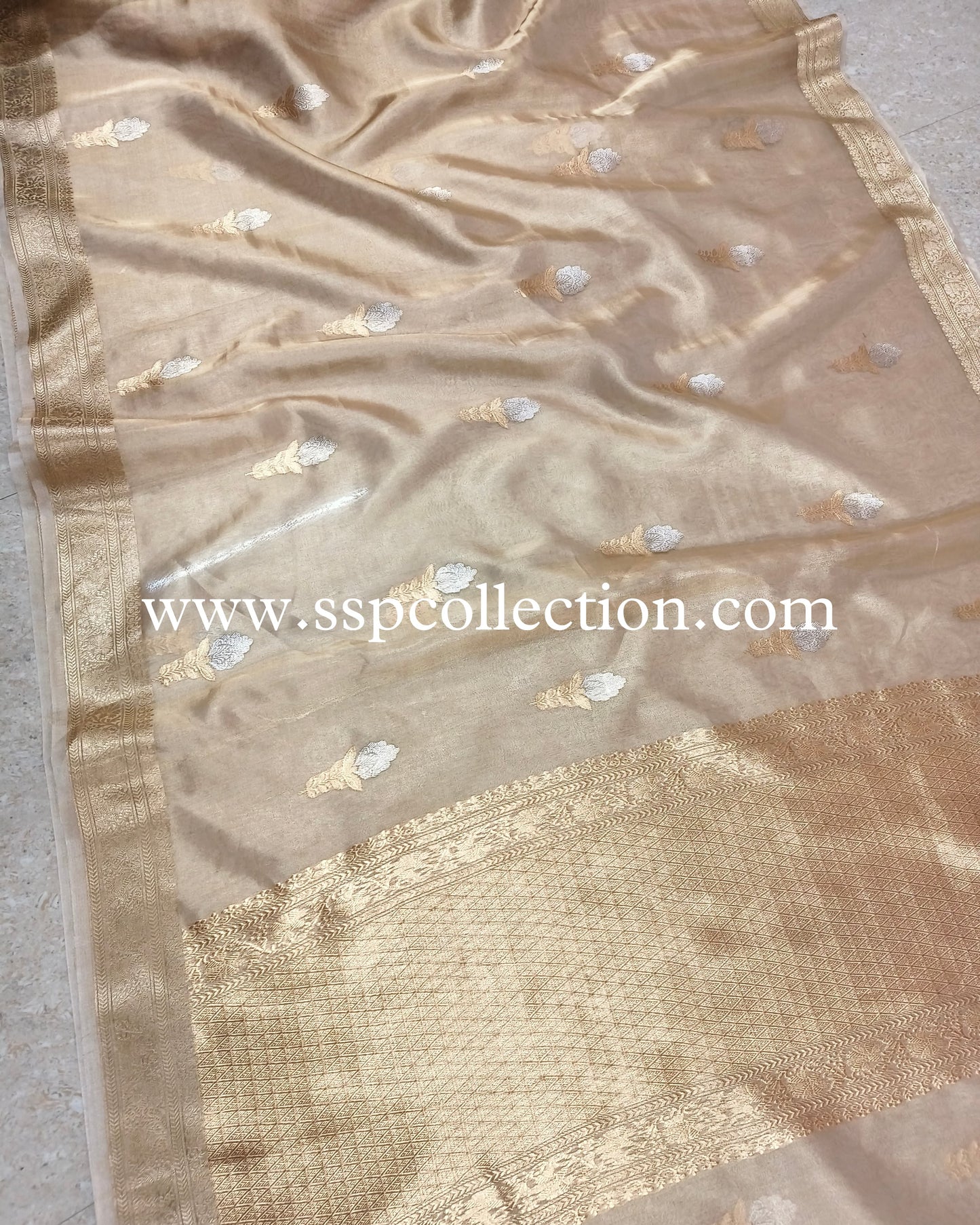 Gold Banarasi Pure Tissue Silk Saree