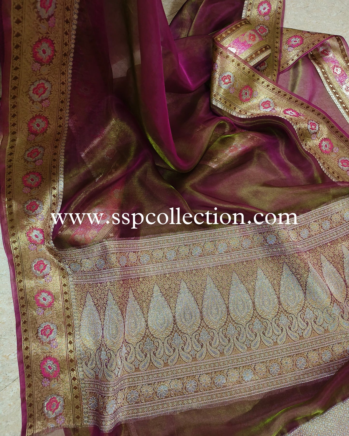 Dhoop-Chaao Paithani Pure Tissue Silk Banarasi Saree