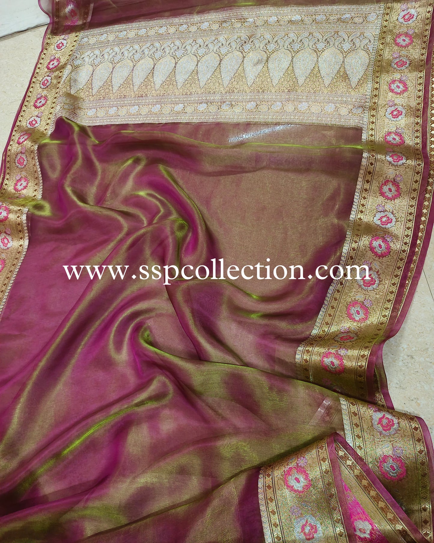 Dhoop-Chaao Paithani Pure Tissue Silk Banarasi Saree