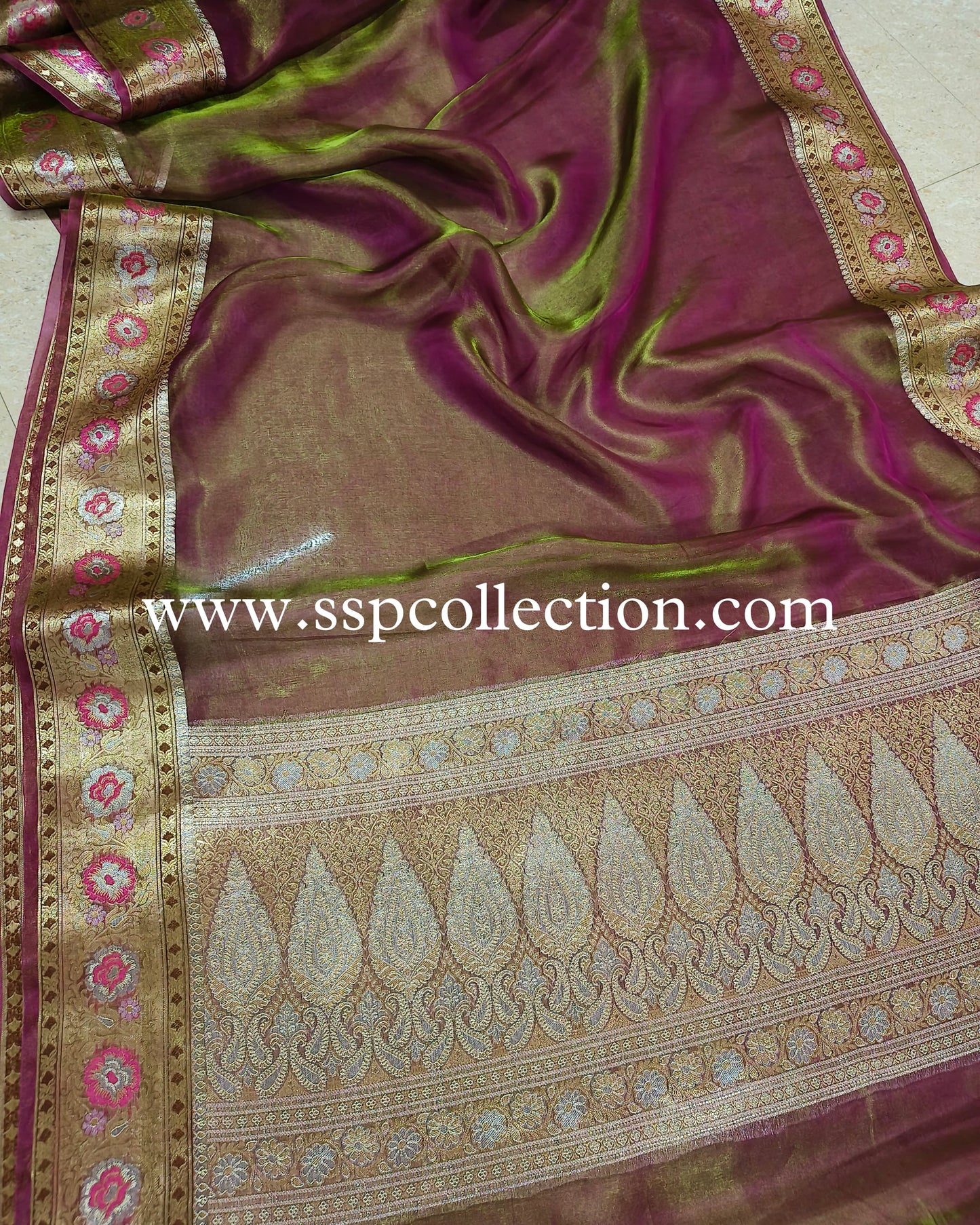 Dhoop-Chaao Paithani Pure Tissue Silk Banarasi Saree