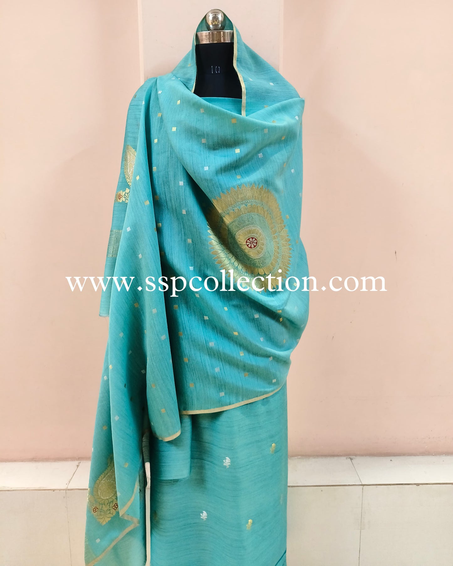 Light-Sea-Green Pure Moonga Silk Banarasi Suit