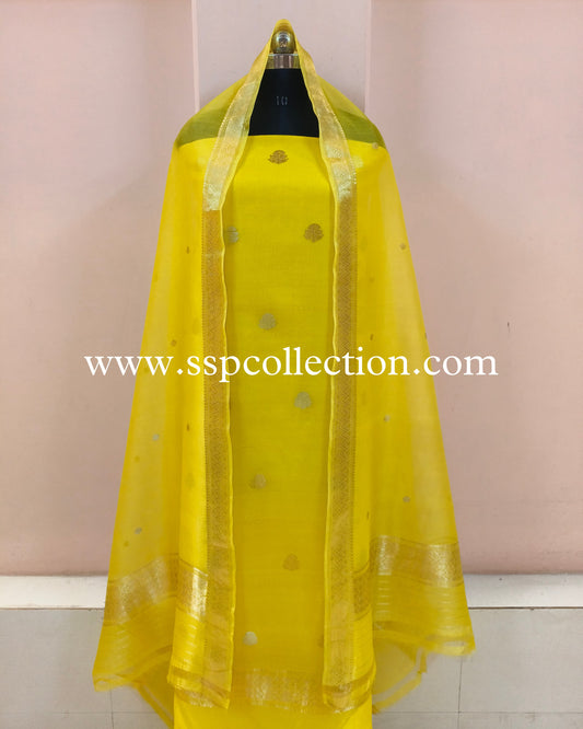 Lemon Pure Kora Silk Banarasi Suit